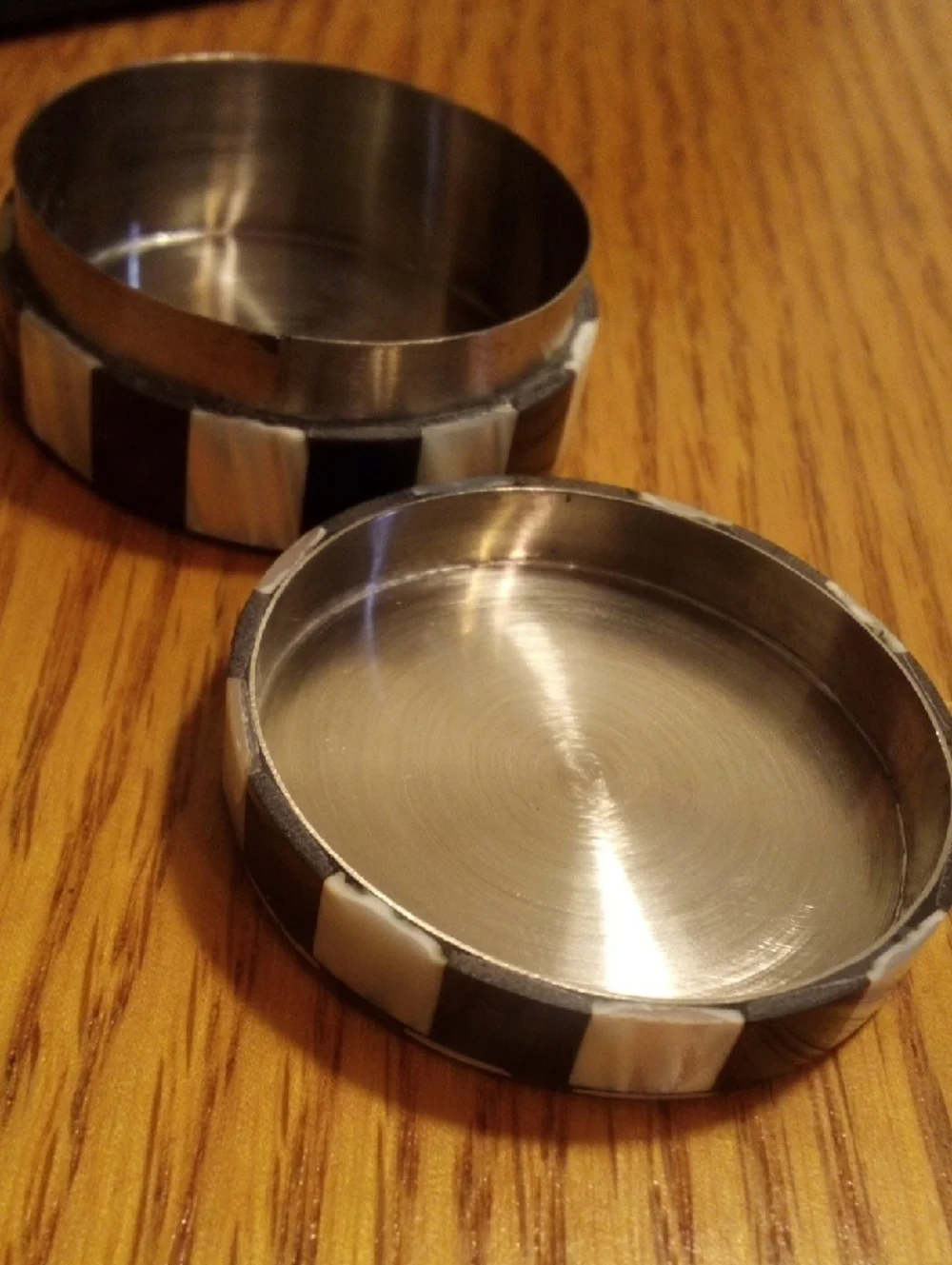 Black and White Checkered Stainless Steel Ring Box - Men Accessories